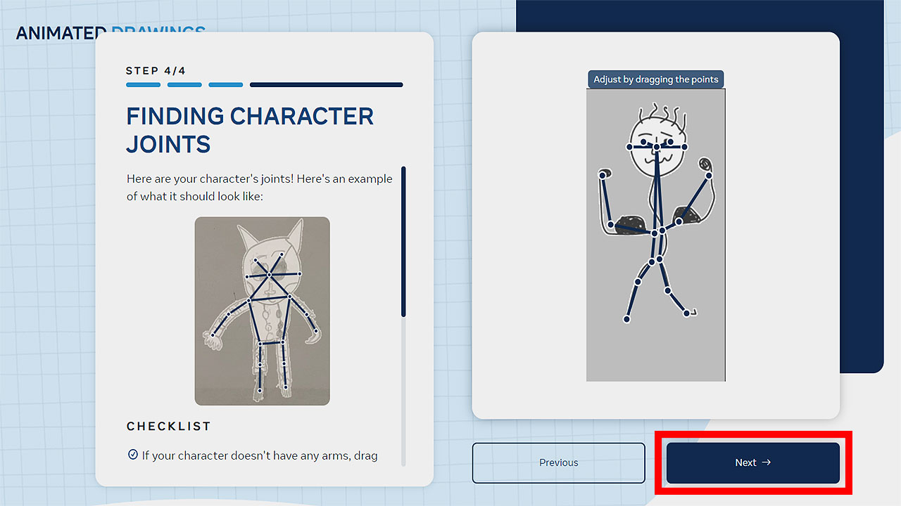 ANIMATED DRAWINGS AI Finding character joints