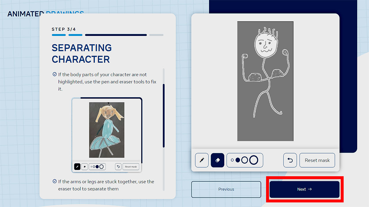 ANIMATED DRAWINGS AI Separating character