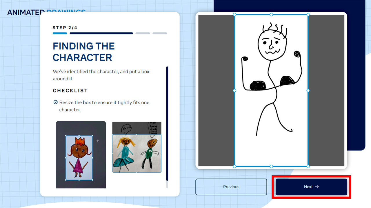 ANIMATED DRAWINGS AI finding Character
